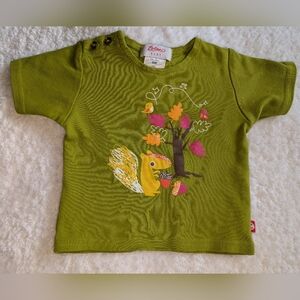 🐿️ Zutano Baby Olive Green Cotton Baby Tee With Squirrel Tree Motif 6 Months